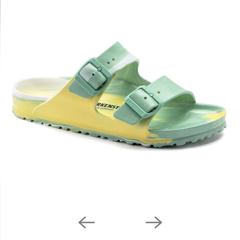 Birkenstock jade tie dye PVC sandals, size 40